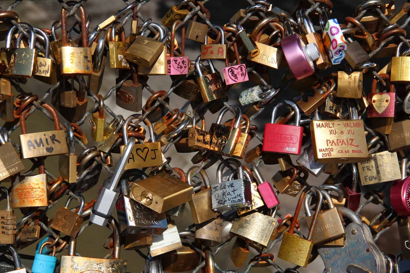 Lock for lovers on Paris bridge